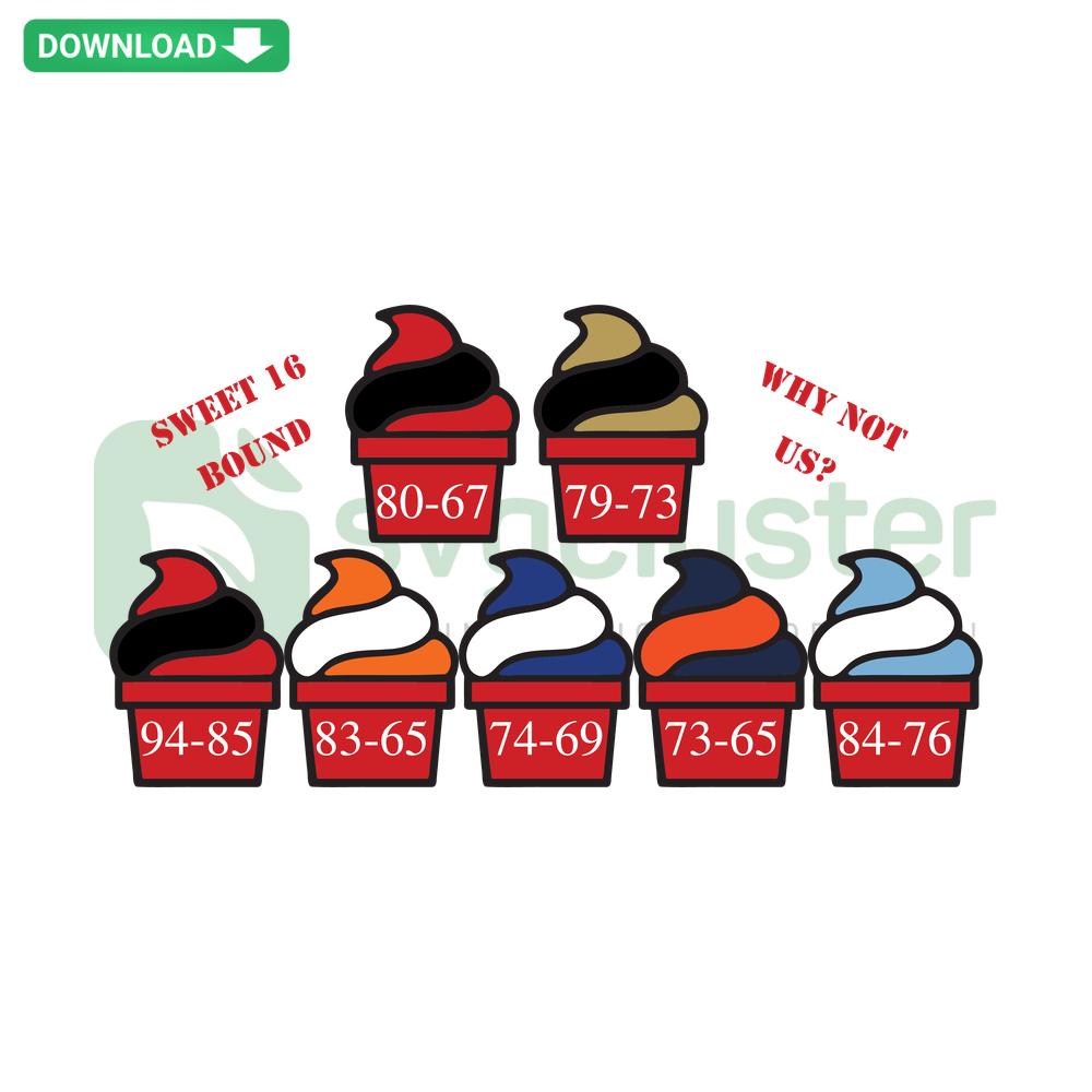 Sweet 16 Ice Scream SVG, NC State themed Why Not Us graphic, perfect for downloads, digital projects, Carolina fan designs.