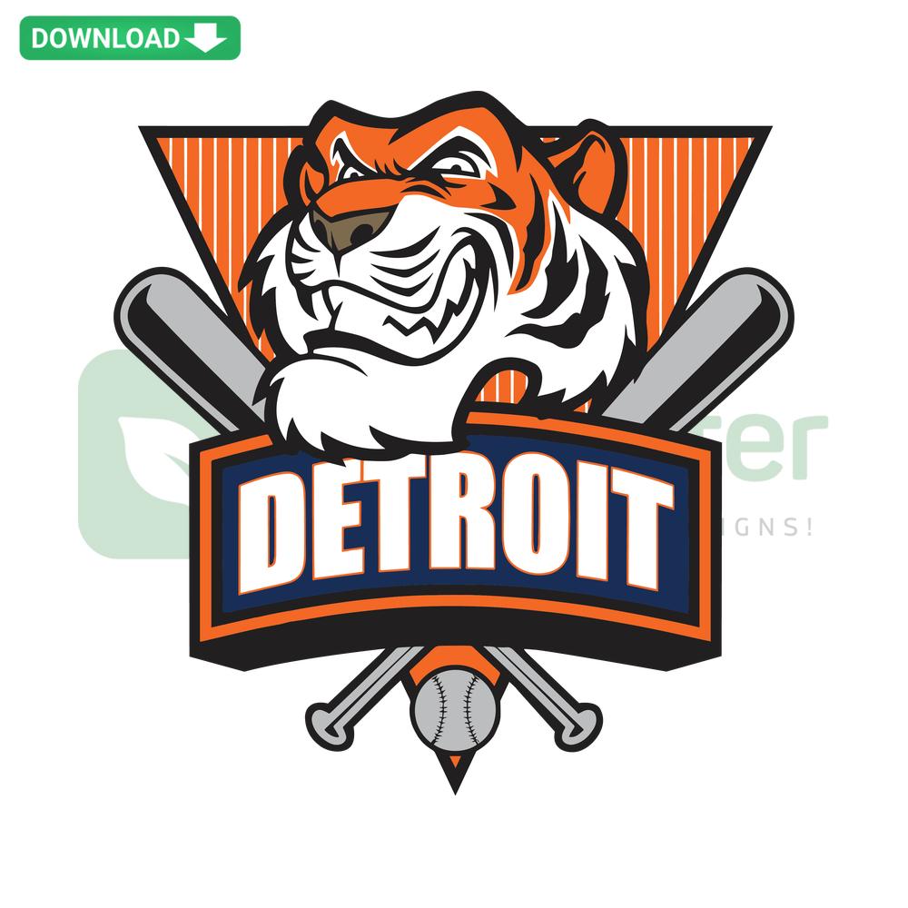 Detroit Baseball Tiger Head SVG Design, MLB Team Logo, Digital Download, SVG Patterns for Crafts, Cricut and Silhouette Use.