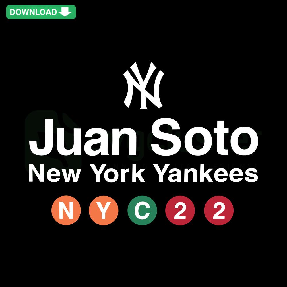 Juan Soto New York Yankees SVG Design Download: High-quality digital artwork featuring Soto in iconic Yankees attire, perfect for fans.