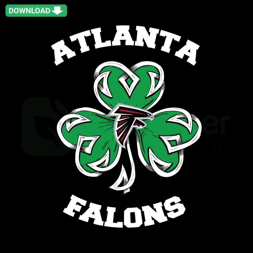 Atlanta Falcons St. Patrick's Day SVG with Shamrock, digital design for downloads, ideal for football fans and craft projects.