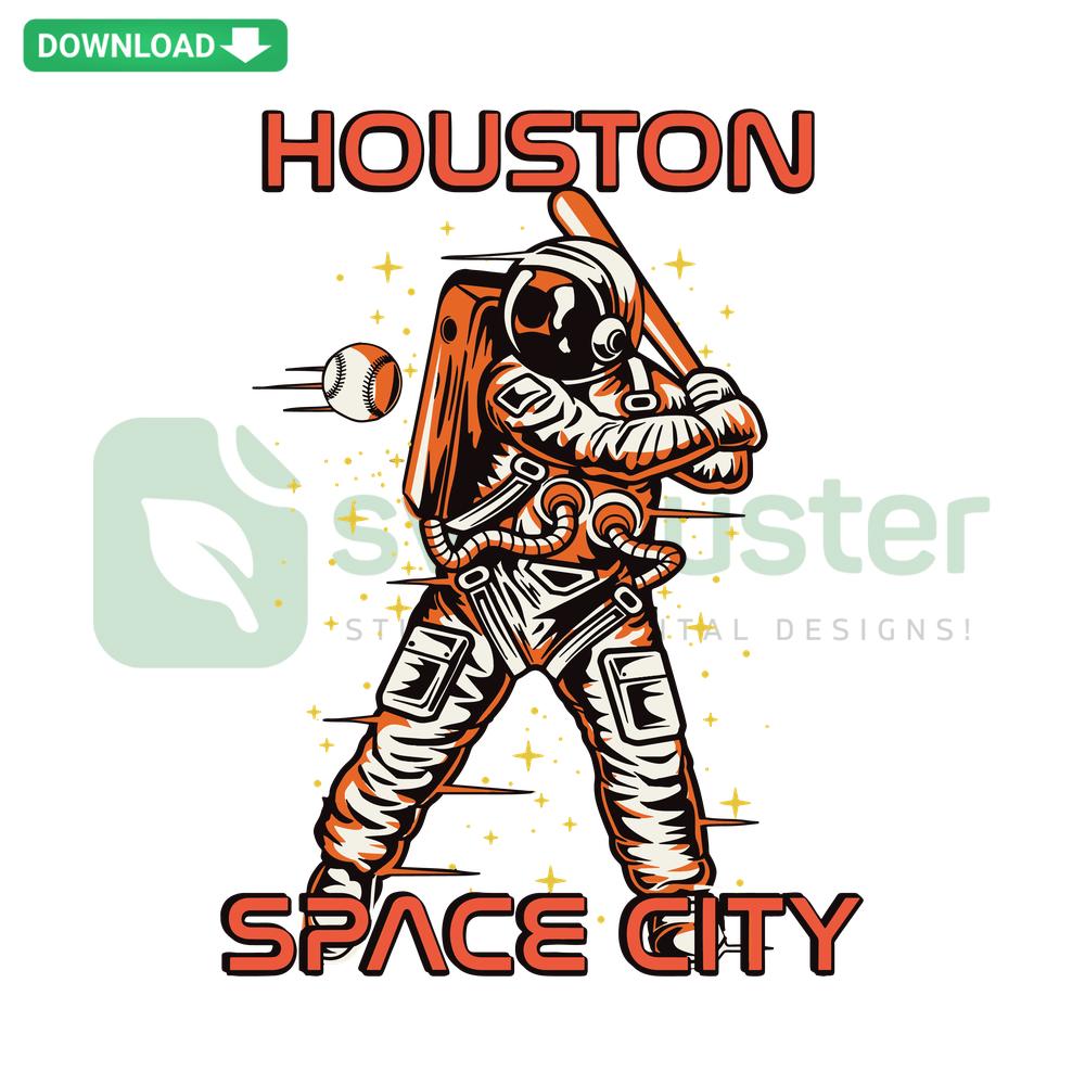 Retro Houston Space City Baseball SVG for MLB Fans, Cricut & Silhouette Crafting, vibrant sports design download file.