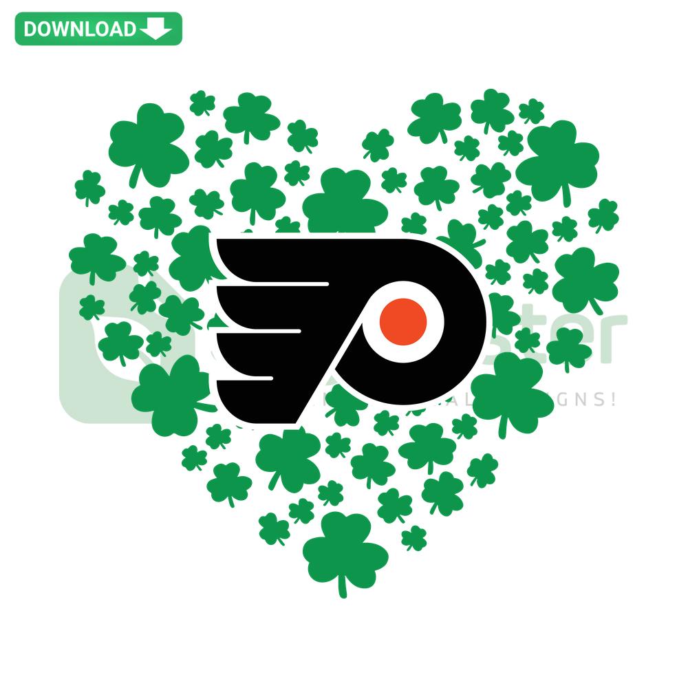 Clover Leaf St Patrick Day Philadelphia Flyers SVG, high-quality SVG file featuring Flyers logo and shamrock design.