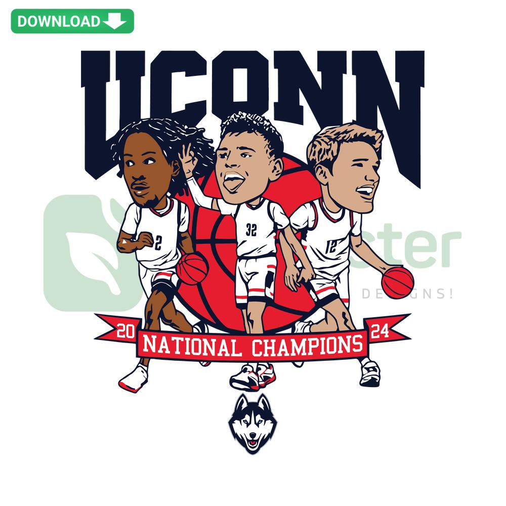 UConn Mens Basketball 2024 National Champions Caricatures SVG, Printable Design; Celebratory Team Illustrations, Victory Art