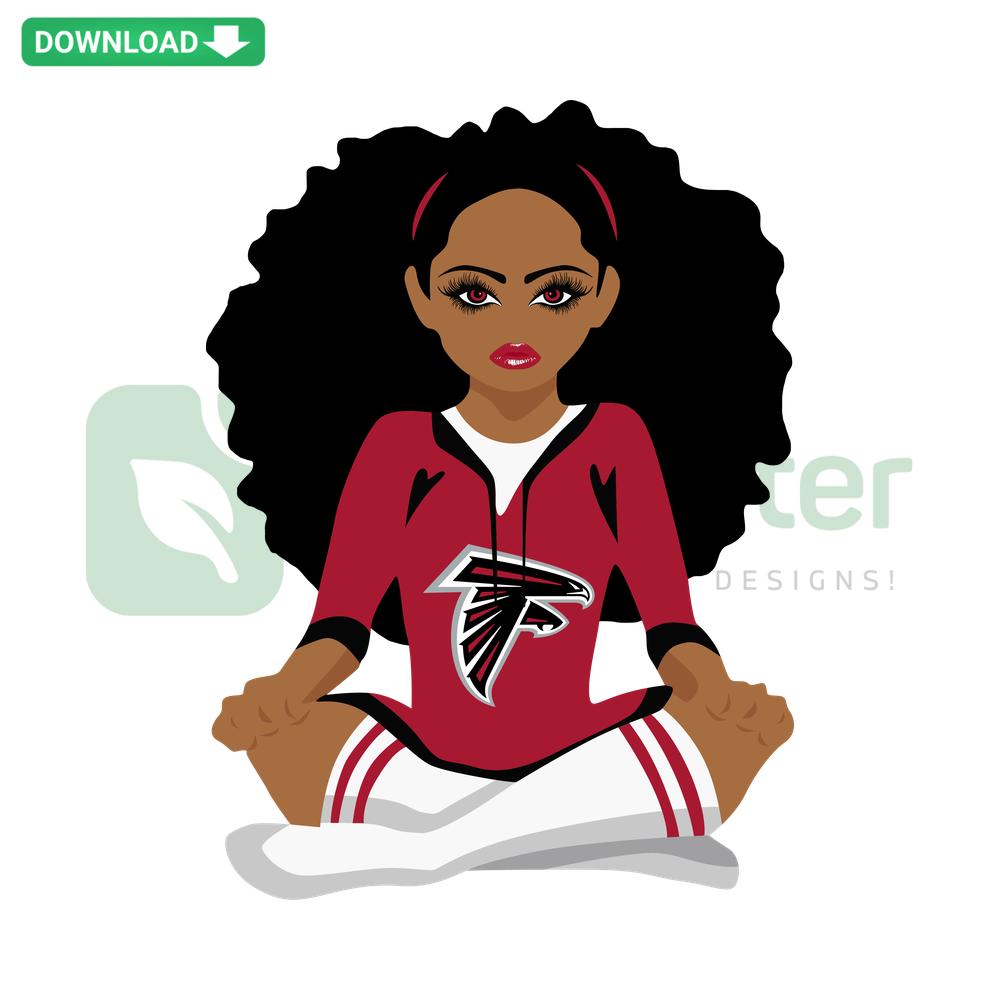 Atlanta Falcons Black Girl SVG: High-Res Download of Stylish Black Female Fan with Team Logo, Perfect for Crafting