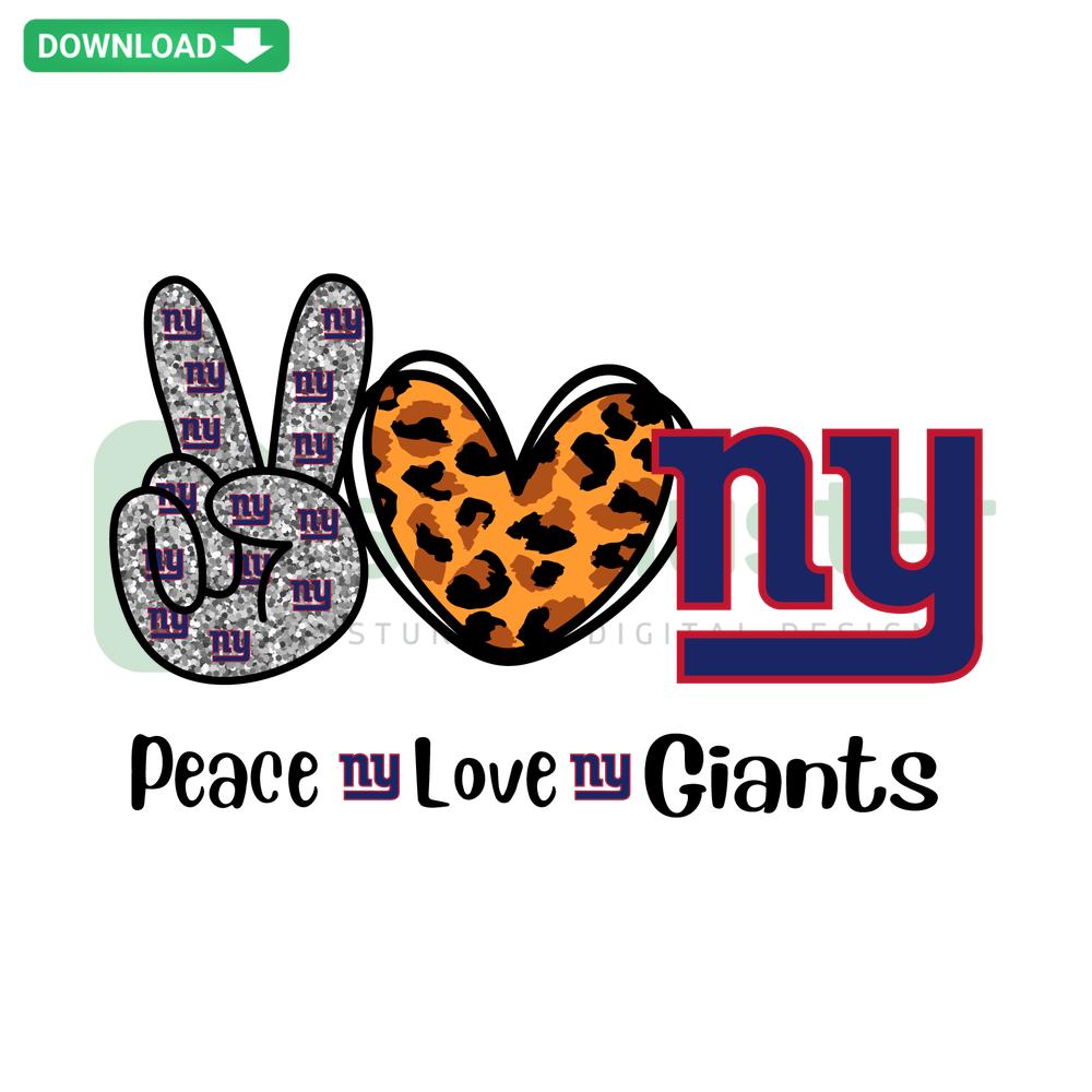 Peace Love New York Giants SVG Design: Heart, Peace Sign, Giants Logo, Cricut Digital Download, Perfect for Crafts and Shirts