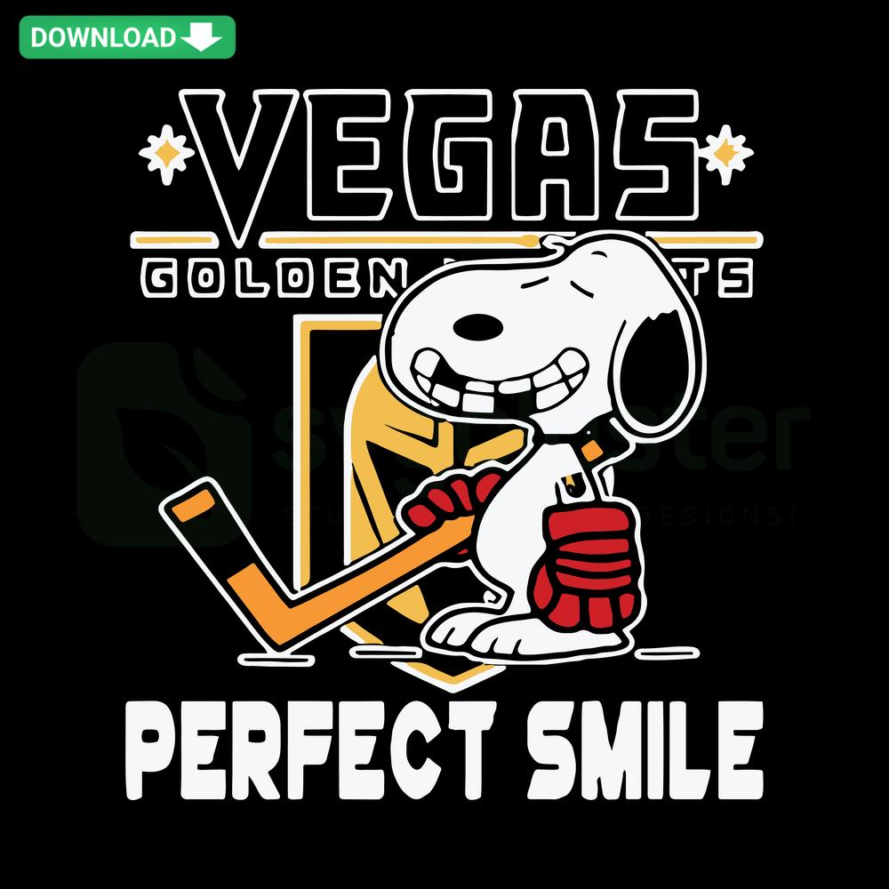 Vegas Golden Knights Snoopy SVG, cute cartoon dog smiling, perfect for Cricut graphic design files, sports-themed craft art.