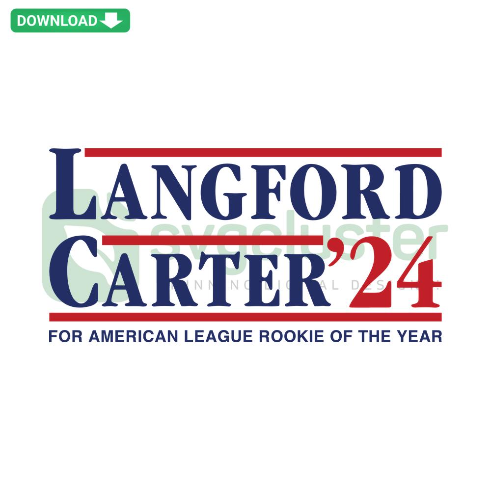 Langford Carter 24 American League Rookie SVG, bold red and blue graphic text, ideal for baseball fans' craft designs.