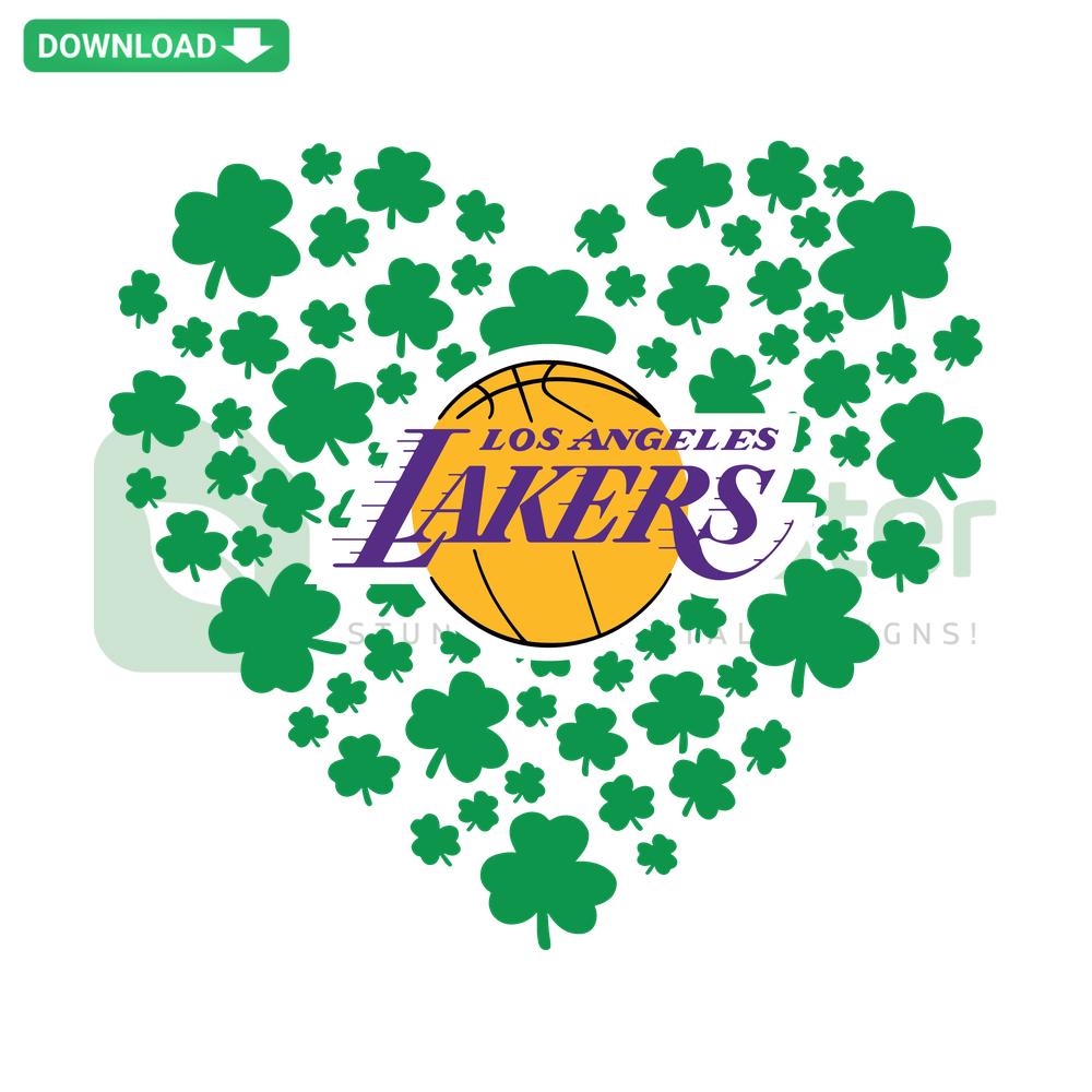 Clover Leaf St Patrick Day Los Angeles Lakers SVG, stylish design for easy download, perfect for designers crafting festive projects.