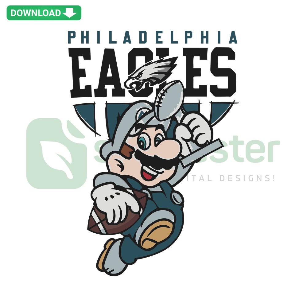 Super Mario Bros and Philadelphia Eagles SVG design, digital download, perfect for designers, fan art, unique fusion graphic.