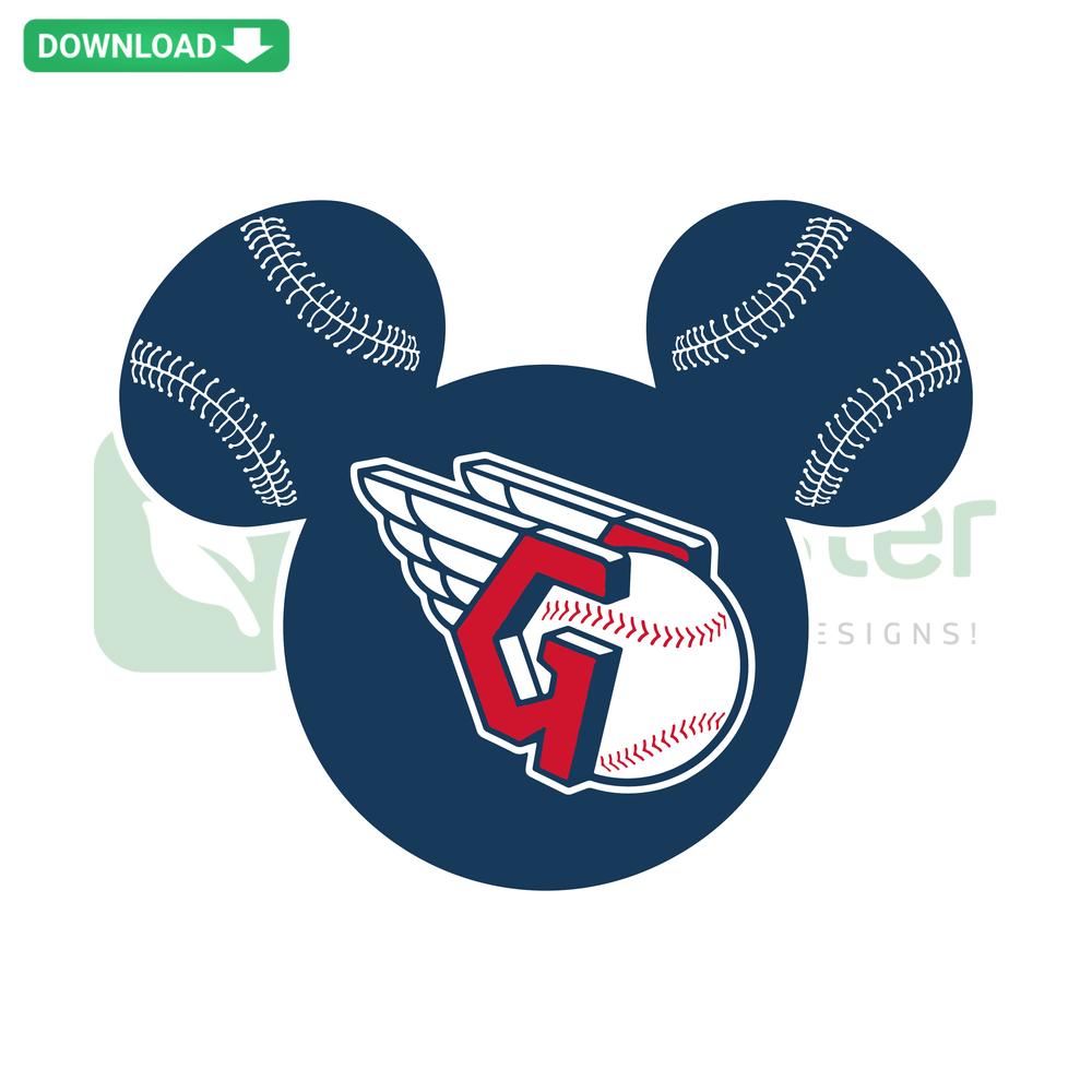 Cleveland Guardians Mickey Mouse SVG, Disney-themed digital baseball design, Instant Download, Sporty Cartoon Art