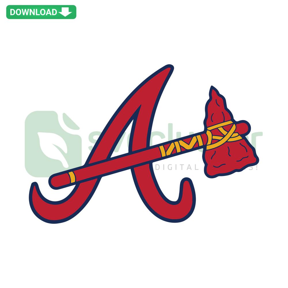 Atlanta Braves Primary Logo SVG, digital download for scrapbooking, featuring iconic letter A with tomahawk detail.
