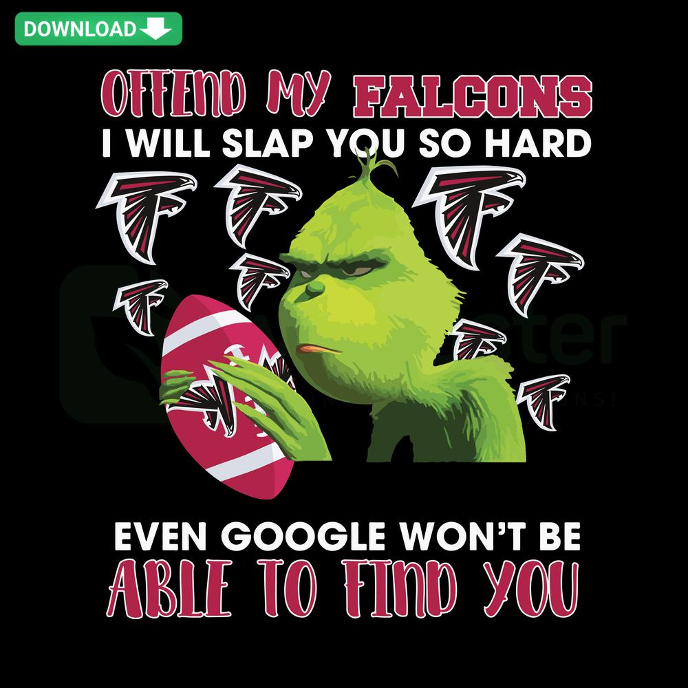 Humorous Offend My Falcons I Will Slap You SVG design, bold text, vector file for Cricut, DIY crafts, sports fan gift.