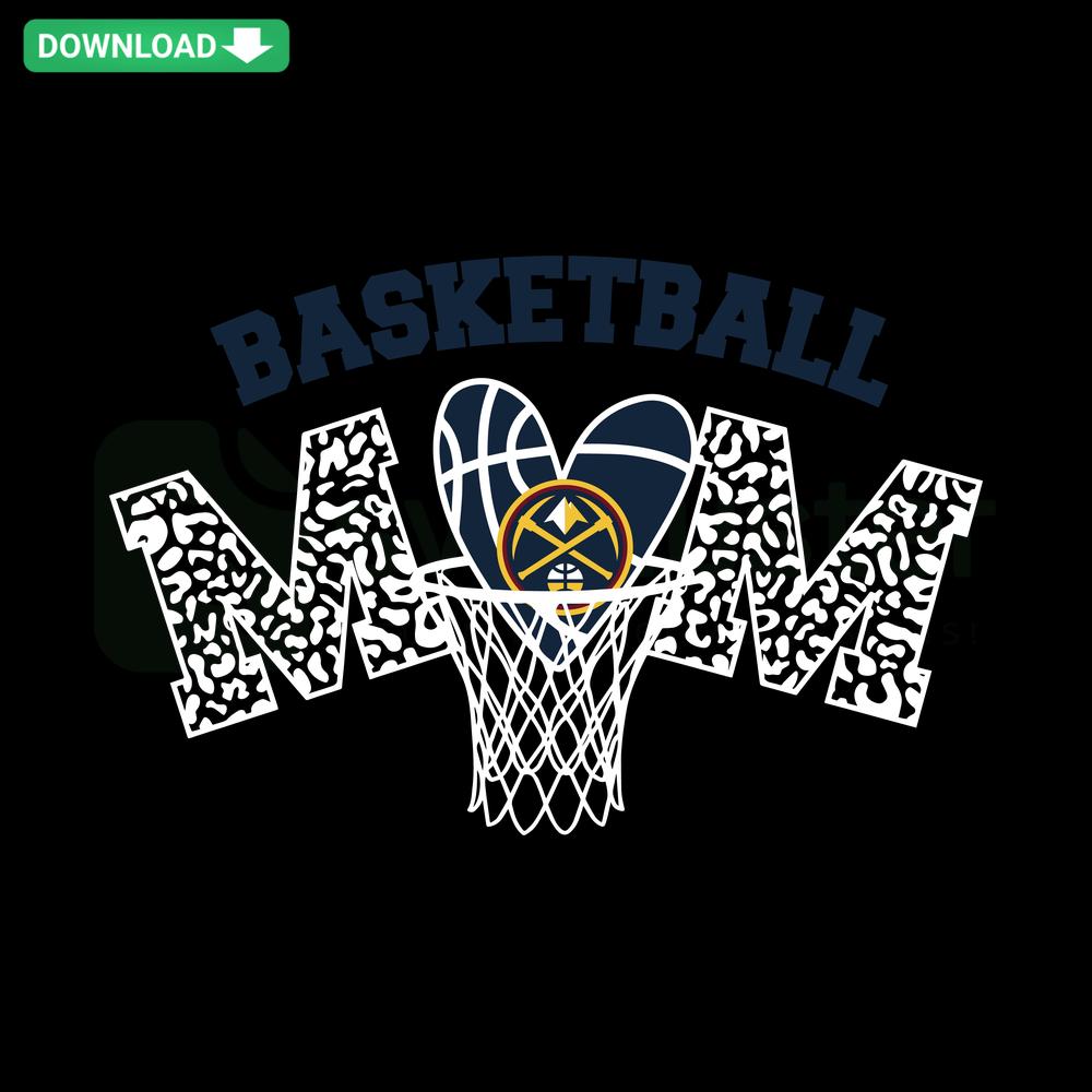 Basketball Mom Net Retro Denver Nuggets SVG, vibrant design with basketball hoop graphic, high-resolution SVG files for crafts.