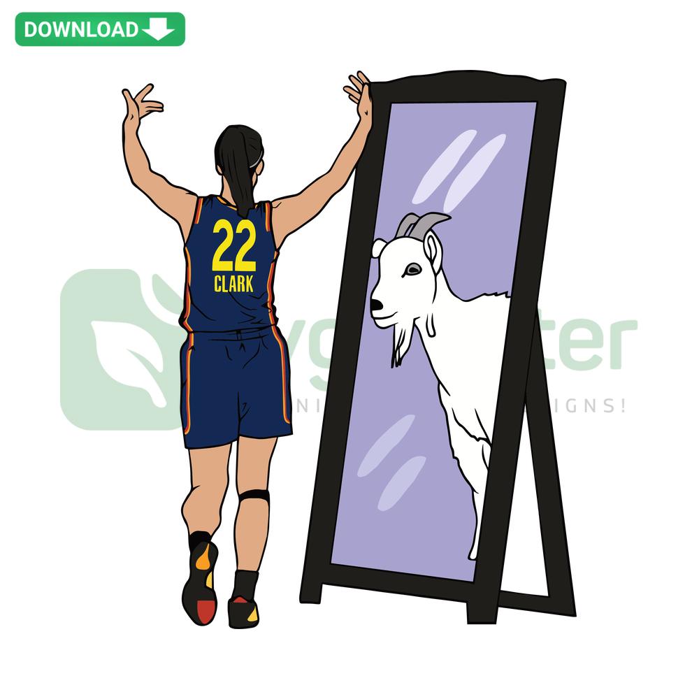 Caitlin Clark Mirror GOAT Iowa Hawkeyes SVG, NCAA Craft Design with Hawkeyes logo, perfect for SVG crafting projects.