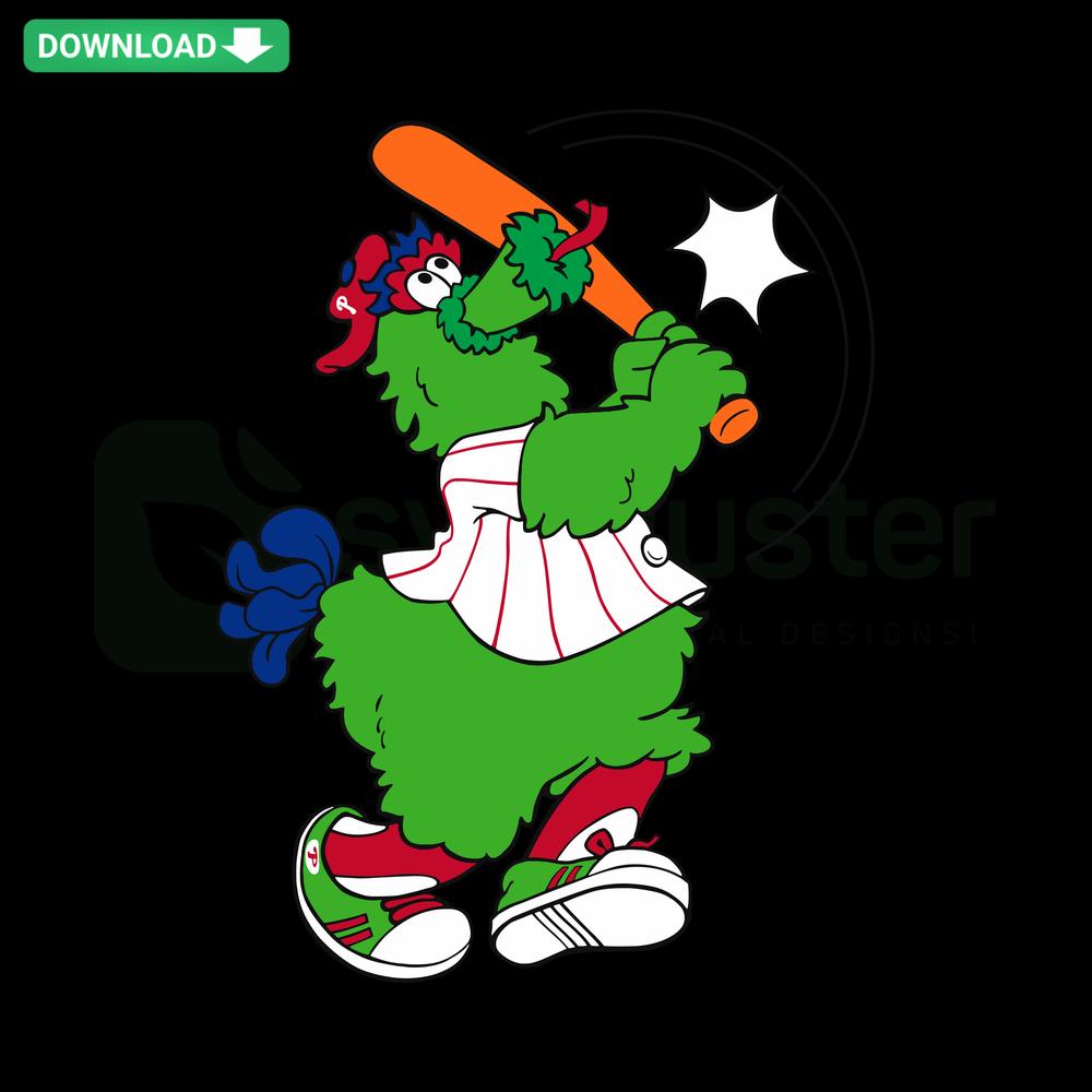 Phillie Phanatic SVG, Philadelphia Phillies mascot playing baseball, ideal for Cricut designs, MLB fan craft template