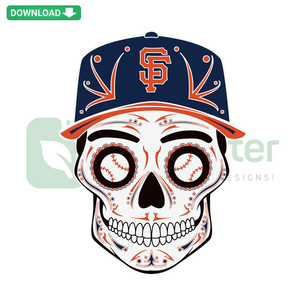 Vibrant Sugar Skull San Francisco Giants SVG, intricate design, perfect for print or cut projects, SVGCluster Digital Download.