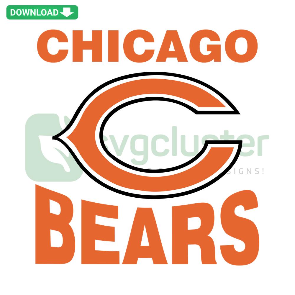 Chicago Bears Logo SVG Cricut Digital Download Vector Graphics, featuring iconic bear head in navy blue and orange for crafting purposes.