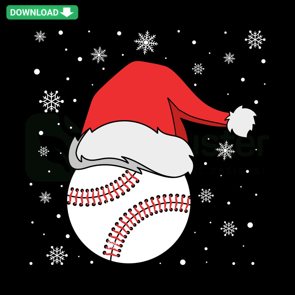 Festive Baseball Santa Hat SVG design on a T-shirt showcasing Cricut crafting