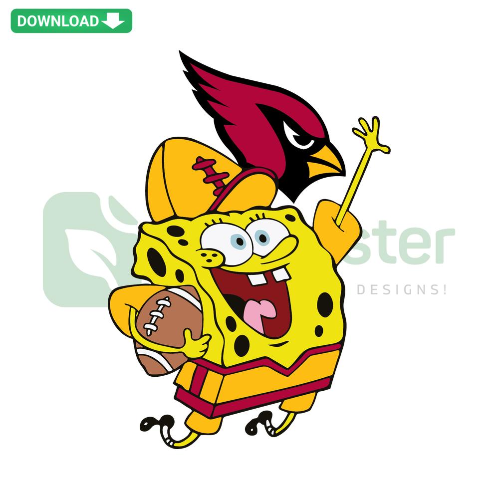 Arizona Cardinals Spongebob SVG, vibrant Cricut design showcasing Spongebob in Cardinals gear, perfect for NFL fans.