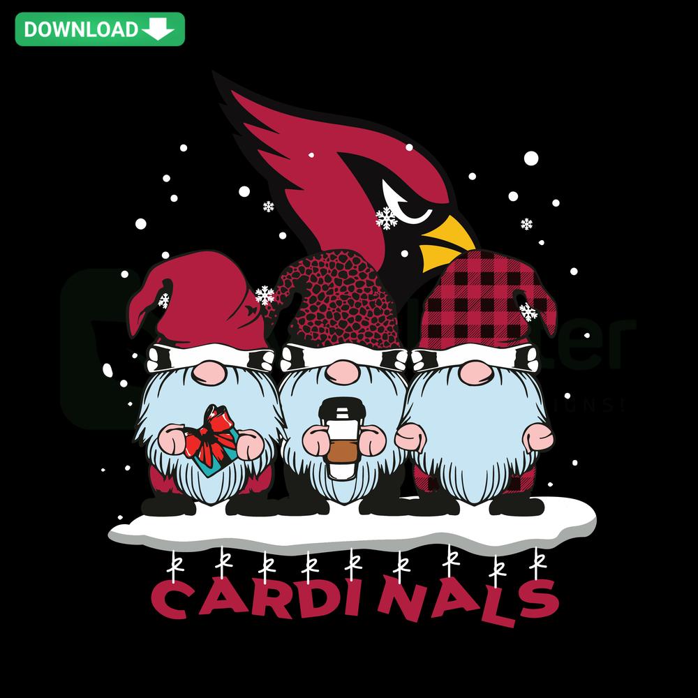 Arizona Cardinals Gnomes SVG file features team-themed garden gnomes; download vibrant, customizable SVG images for craft projects.