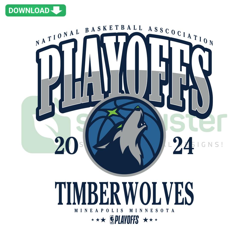 Minnesota Timberwolves Playoffs 2024 NBA SVG, bold team logo, blue and green elements, digital download, SVGCluster assets.