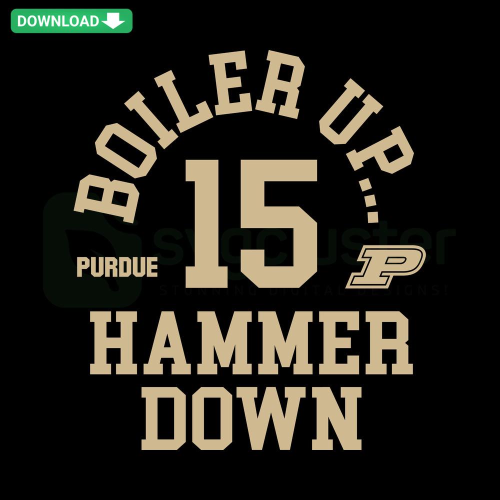 Boiler Up Hammer Down Purdue Basketball SVG, featuring creative SVG patterns for craft projects. Ideal for Purdue fans.