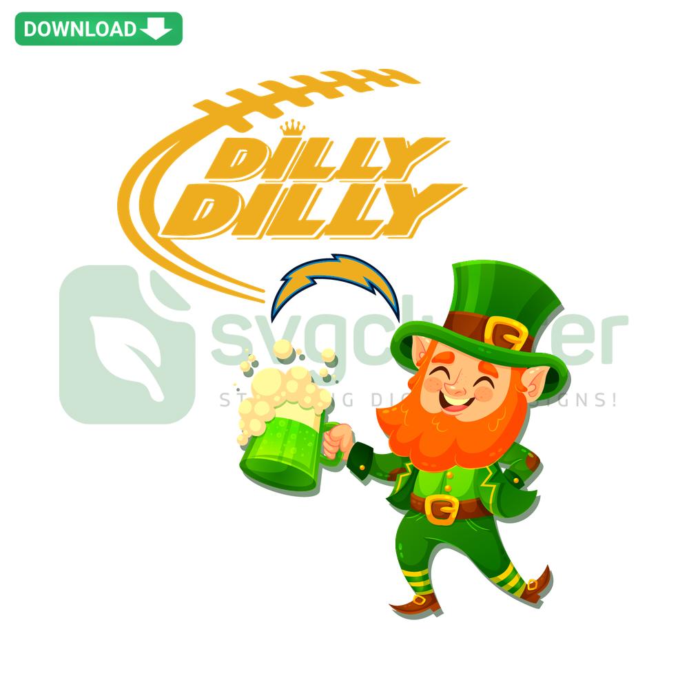 Los Angeles Chargers Dilly Dilly Patrick Day SVG, football clover design, instant download, perfect for St. Patrick's Day fans.