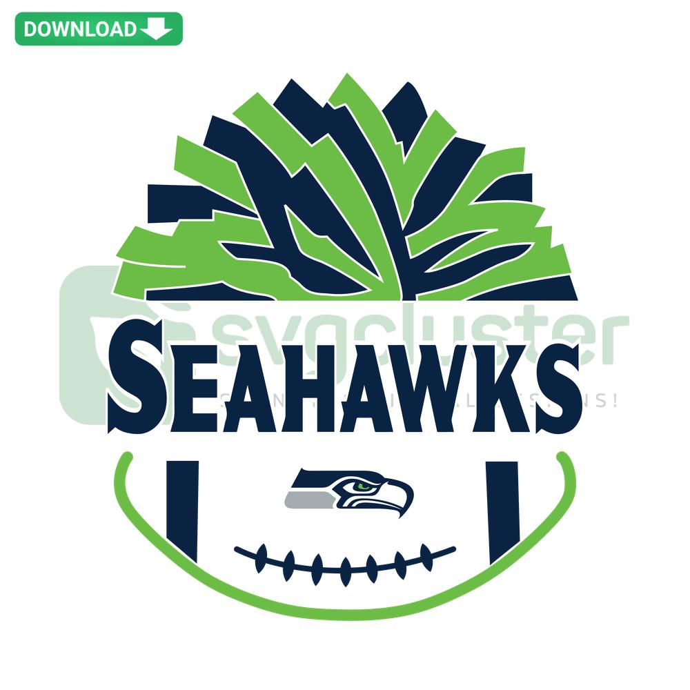 Seattle Seahawks pom poms SVG, football-themed craft patterns, vibrant blue and green, ideal for digital sports designs.
