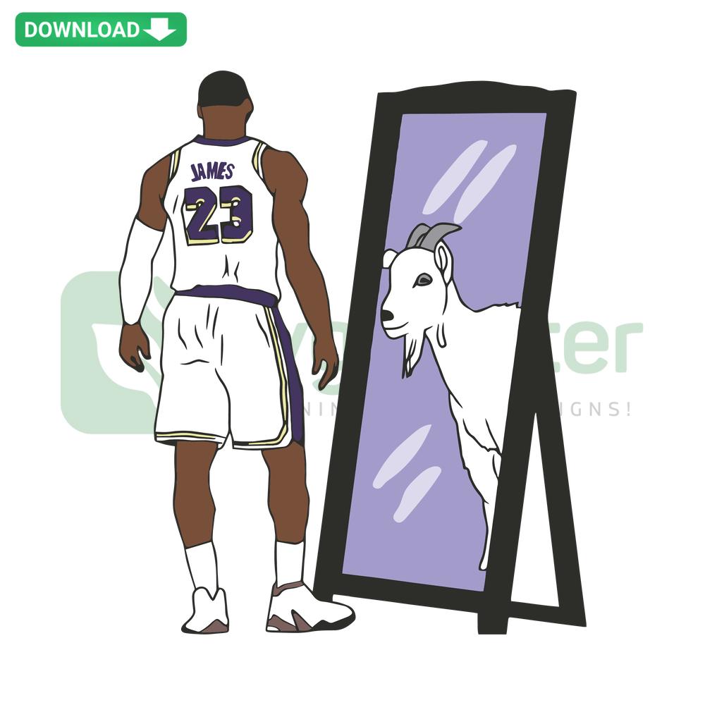 LeBron James Mirror GOAT Basketball SVG Design, Lakers-themed graphic resource, perfect for sports fans and SVG projects.