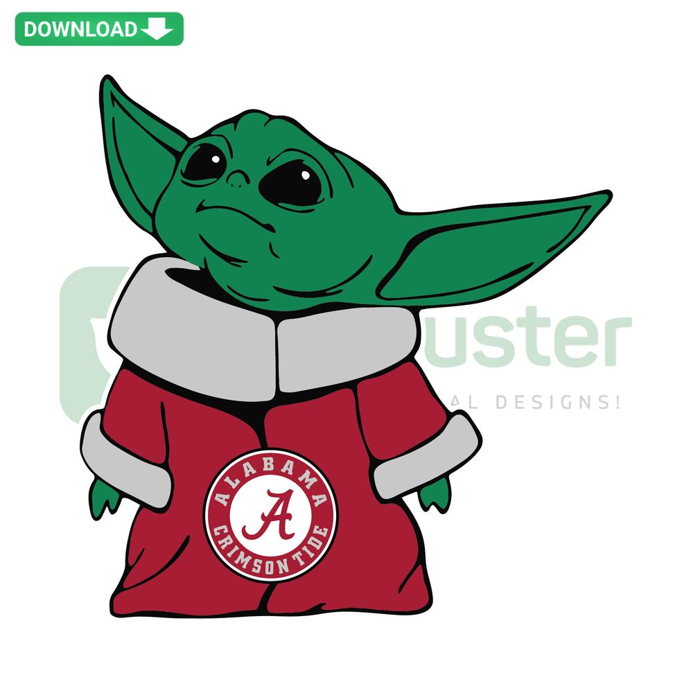 Alabama Crimson Tide Baby Yoda SVG, Cute Star Wars-Themed Digital Download, Printable SVG Design, Football Fan Art.
