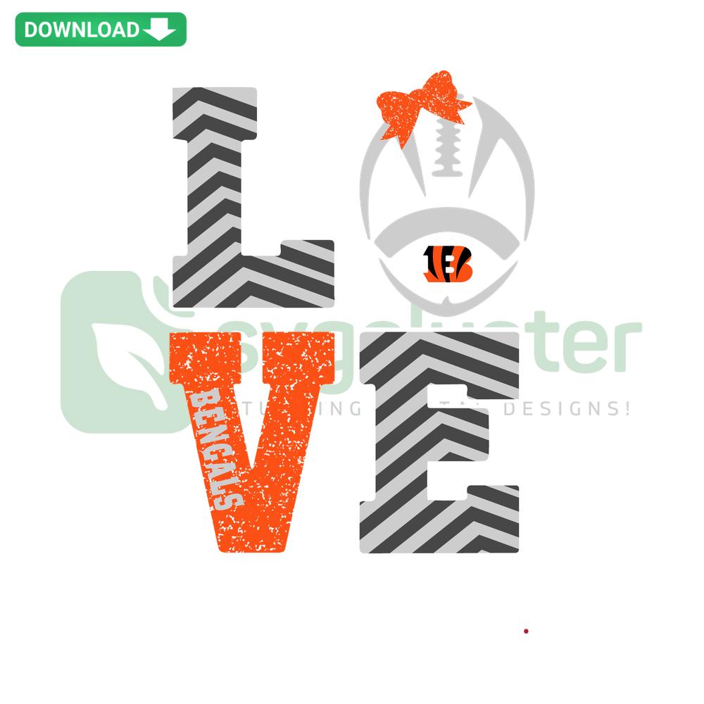 Bengals SVG Digital Download: Unique love-themed design, perfect for crafts, featuring intricate Bengal tiger and heart motifs.