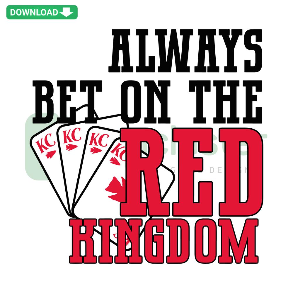 Red Kingdom Chiefs Football SVG design featuring bold, red text and an iconic Chiefs helmet. Ideal for Cricut, Silhouette projects.