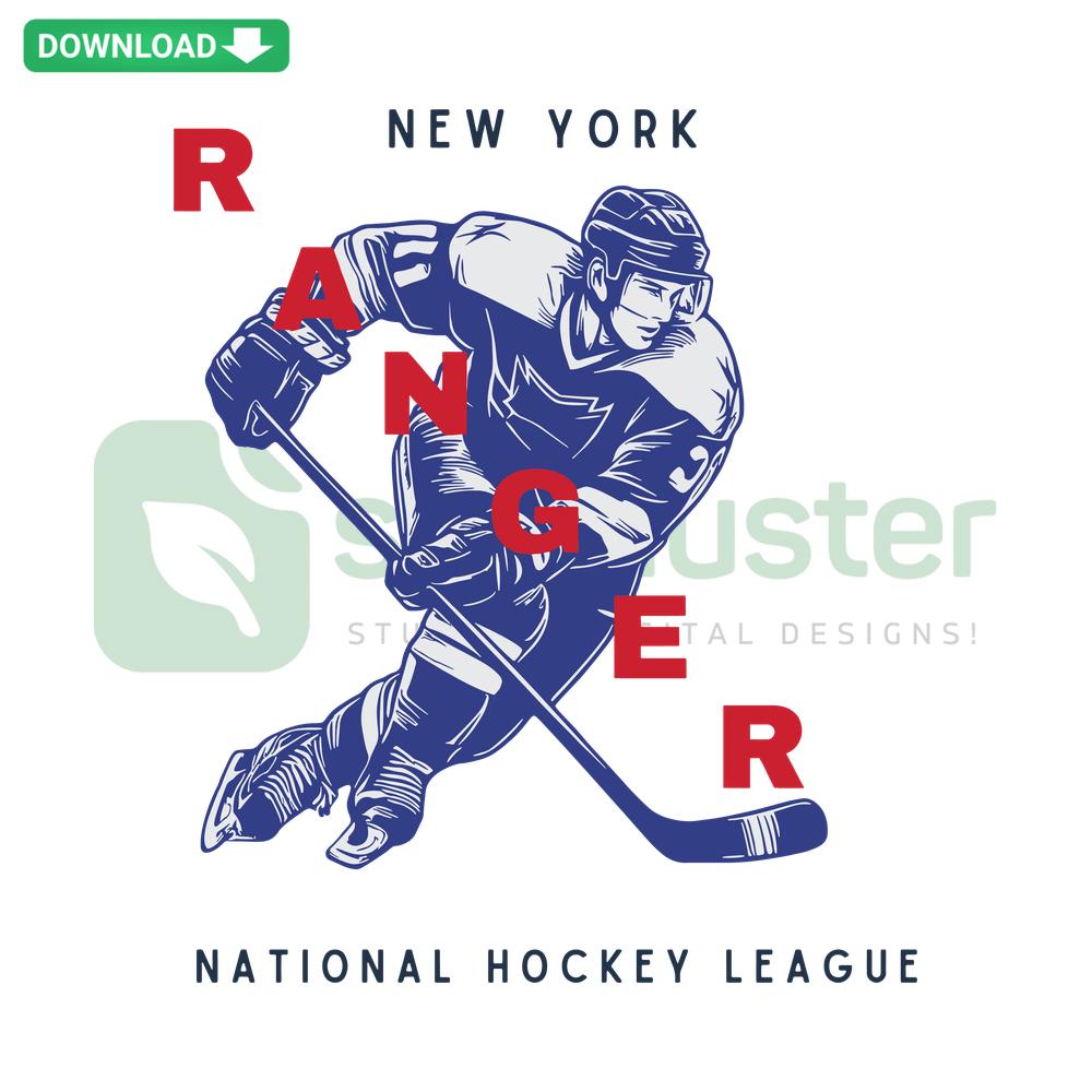 New York Rangers Vintage Player SVG Design, Perfect for T-Shirts, NHL Team Logo, Retro Hockey Graphics, SVG File Download