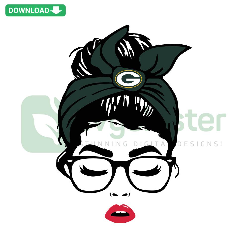 Green Bay Packers Messy Bun SVG, Editable for Cricut, Woman's Hairstyle, Team Logo, Crafting, Digital Design File