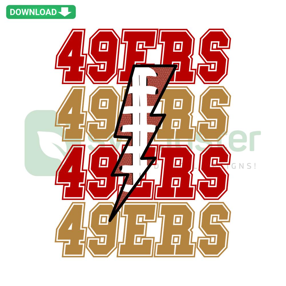 49ers Lightning SVG Cricut Digital Download: High-quality football SVG with electric lightning effect, perfect for crafting projects.