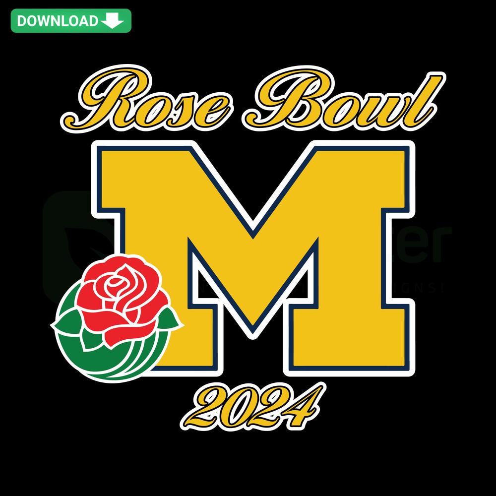Michigan Wolverines Rose Bowl 2024 SVG, digital design resources, NCAA football SVG download.