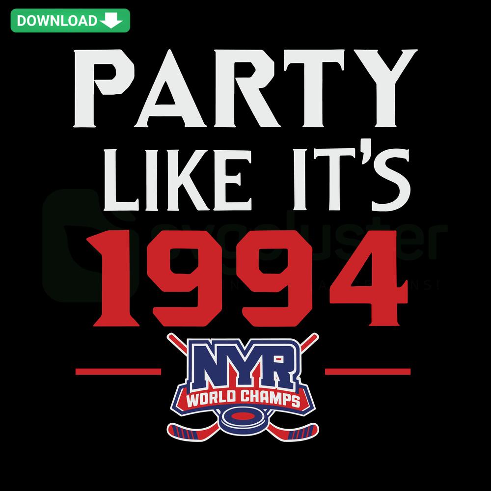 Vintage NY Rangers 1994 Party SVG, Retro Hockey Design, Cricut Instant Download, 90s Sports Celebration Graphic