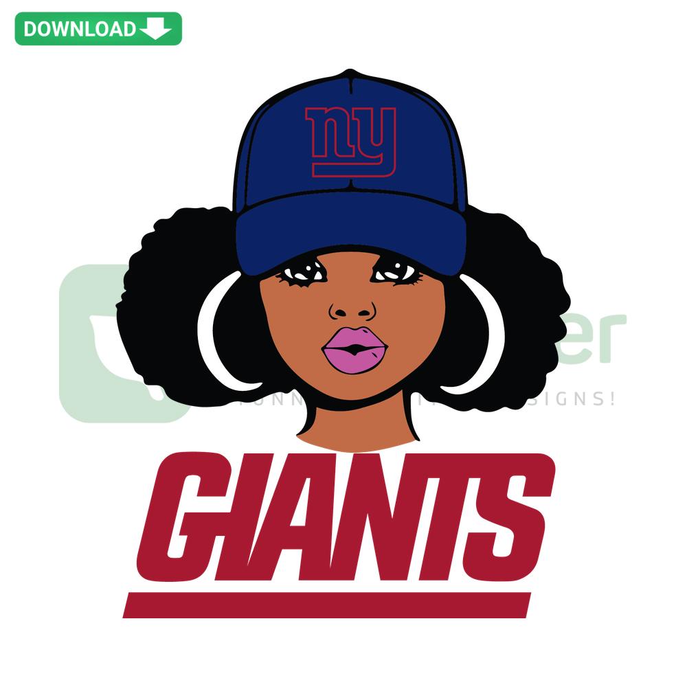 New York Giants Girl SVG design, perfect for Cricut/Silhouette users, featuring sporty girl theme. Downloadable digital file.