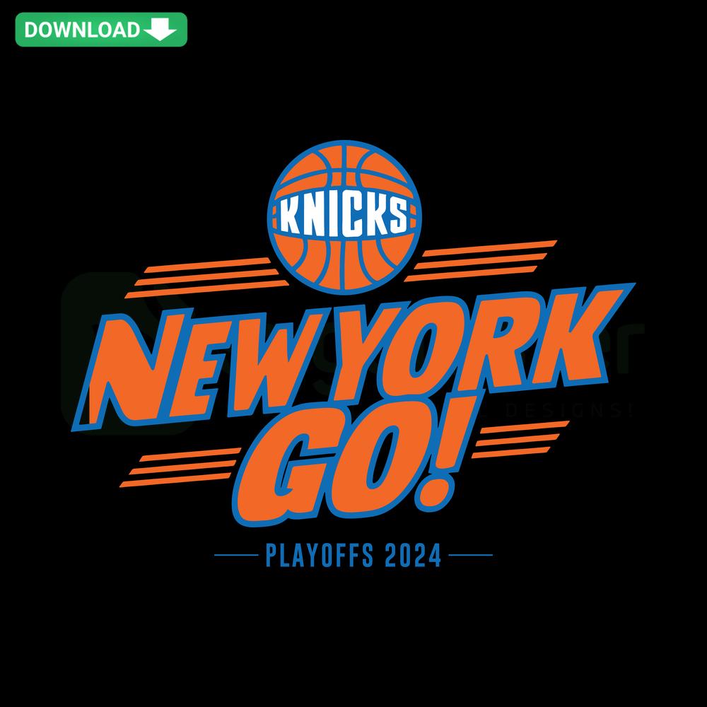 Go New York Go Playoffs 2024 SVG Clip Art: Bold text and graphics perfect for NYC sports fans, digital download design.