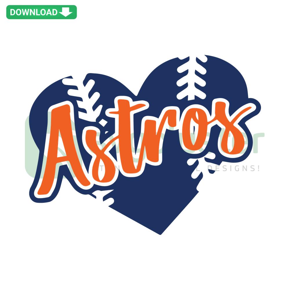 Astros Heart Baseball SVG, vector graphic download featuring baseball heart design, perfect for sports-themed crafting projects.