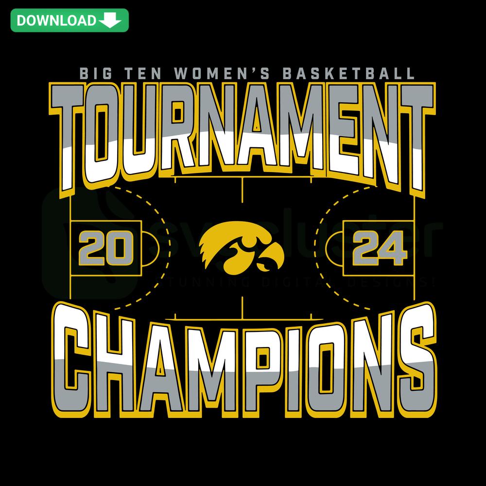 Big Ten Womens Basketball Champions SVG design, bold text, trophy, court elements; perfect for printable crafts and apparel.
