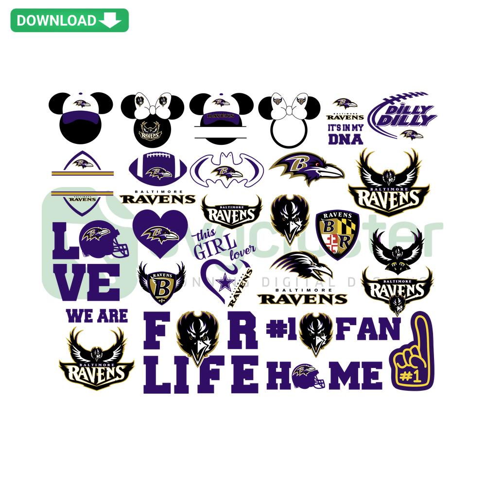 Baltimore Ravens SVG Cricut Bundle Digital Files, Printable Designs, Football Team Graphics, DIY Crafting, Fan Art Download