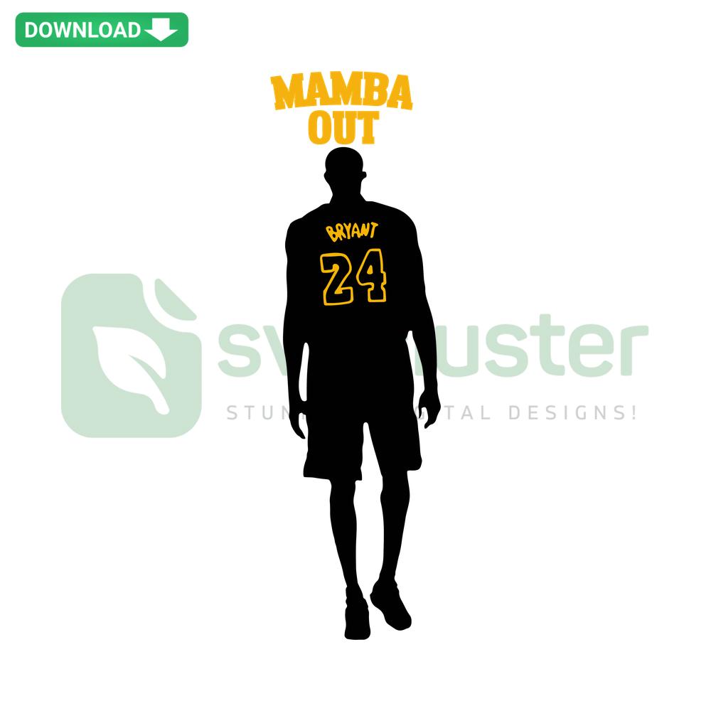 Kobe Bryant Mamba Out Basketball SVG design with craft patterns, featuring iconic jersey silhouette and signature elements.