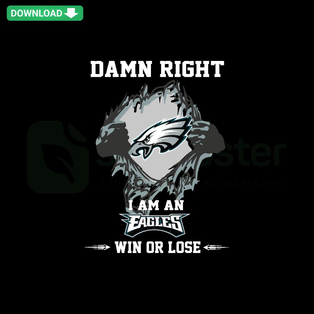 Eagles Win Or Lose SVG design for home decor featuring bold green and white text, perfect for passionate eagle fans.