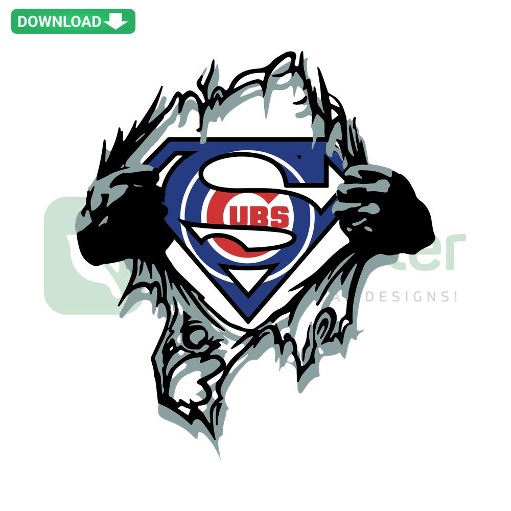 Chicago Cubs Superman SVG: High-Resolution Digital Art, Seamless Blend of Superman Logo and Cubs Emblem, Ideal for Crafting