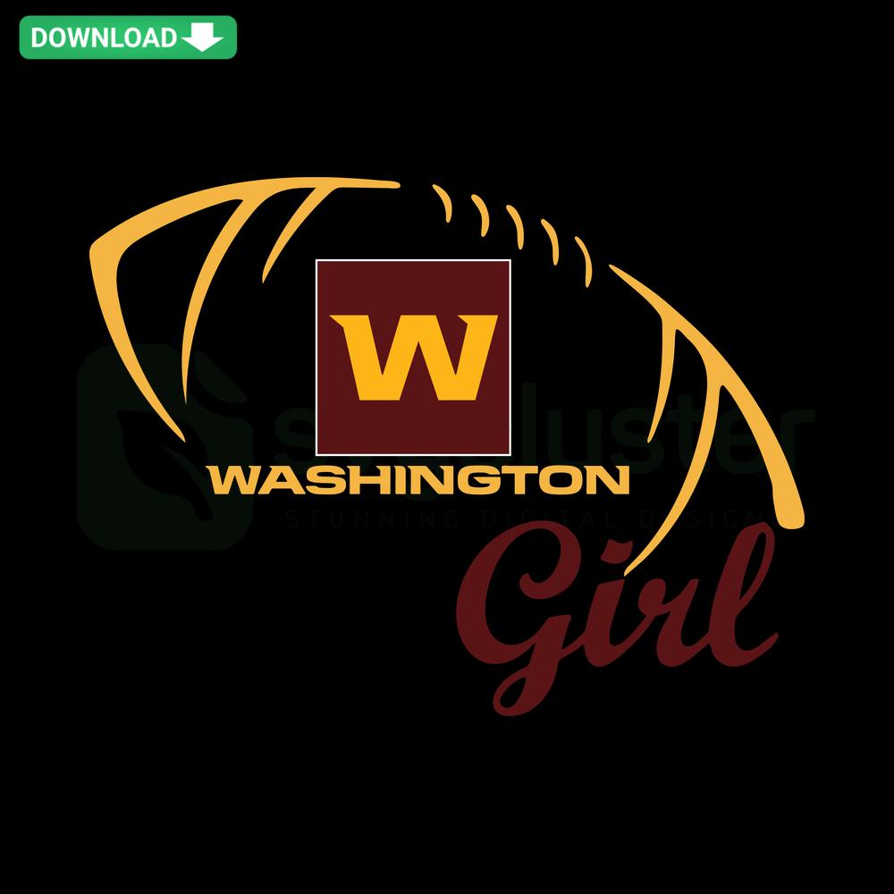Washington Girl Football SVG Design, Instant Download, Sporty Digital Art, Football-themed Graphic, Vector File for DIY Crafts
