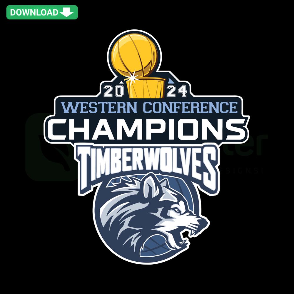 Timberwolve Champions 2024 SVG: Western Conference Basketball, Cricut Ready Design, Vibrant Team Logo, DIY Craft File