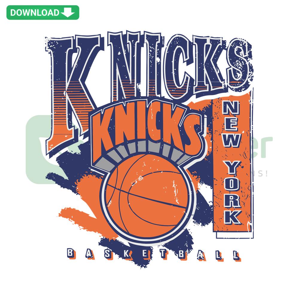 Retro New York Knicks Basketball SVG, digital download for Cricut/Silhouette, featuring classic team logo and vibrant colors.
