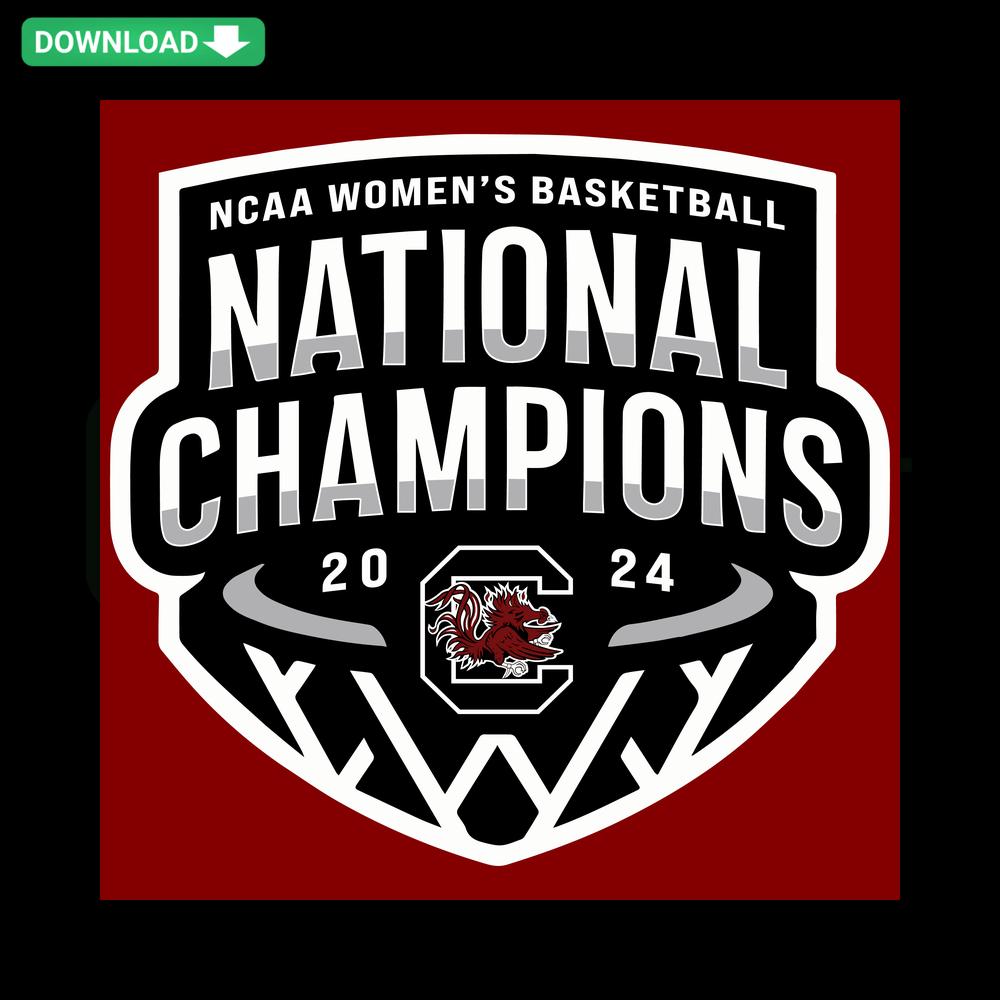South Carolina Women's Basketball 2024 National Champions Logo SVG, custom SVG file design with team colors and championship text.