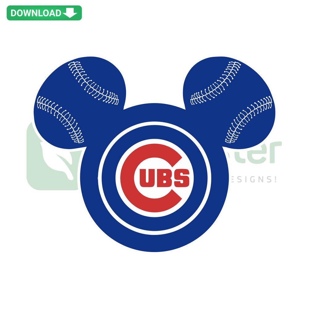 Chicago Cubs Baseball Mickey Mouse Disney SVG, SVG Design Resources – Mickey in Cubs uniform with baseball, perfect for crafting.